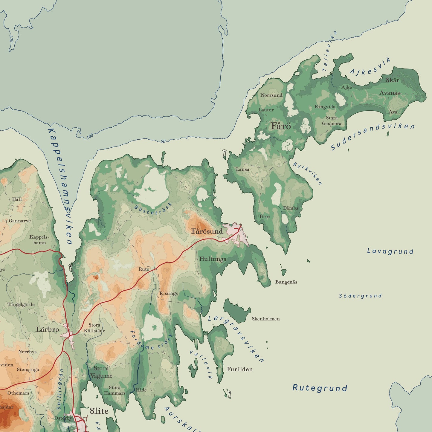 Poster Gotland – Topografisk karta