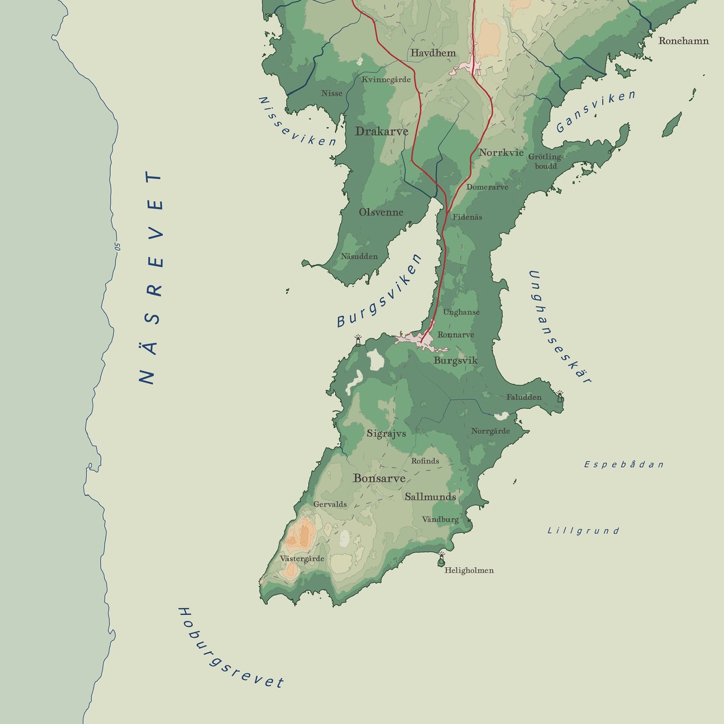 Poster Gotland – Topografisk karta