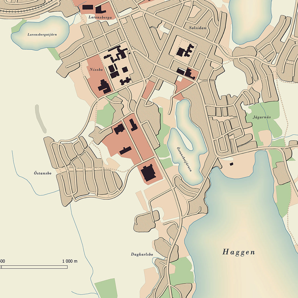 Ludvika - Kartposter i vintage-stil