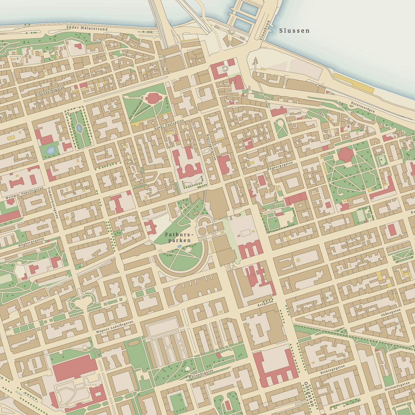 Södermalm - stadsdelskarta i detalj