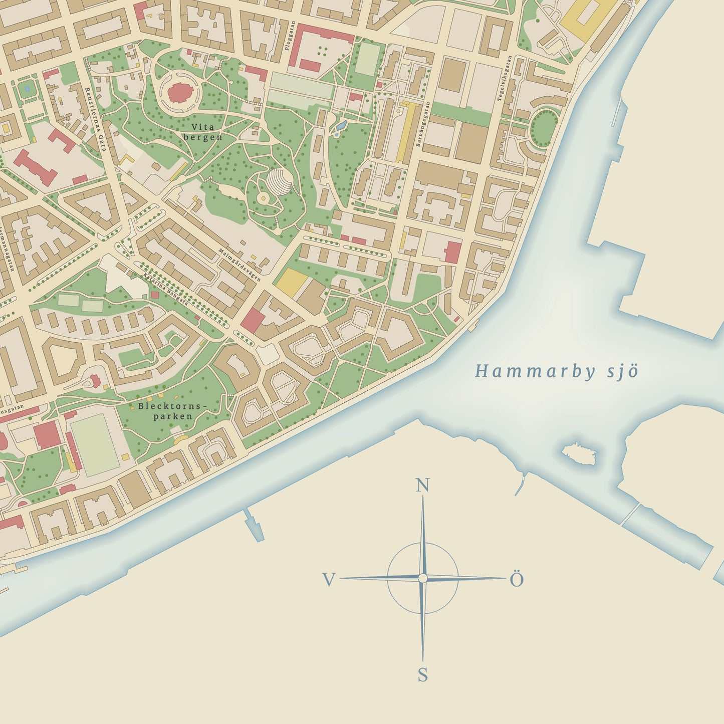 Södermalm - stadsdelskarta i detalj
