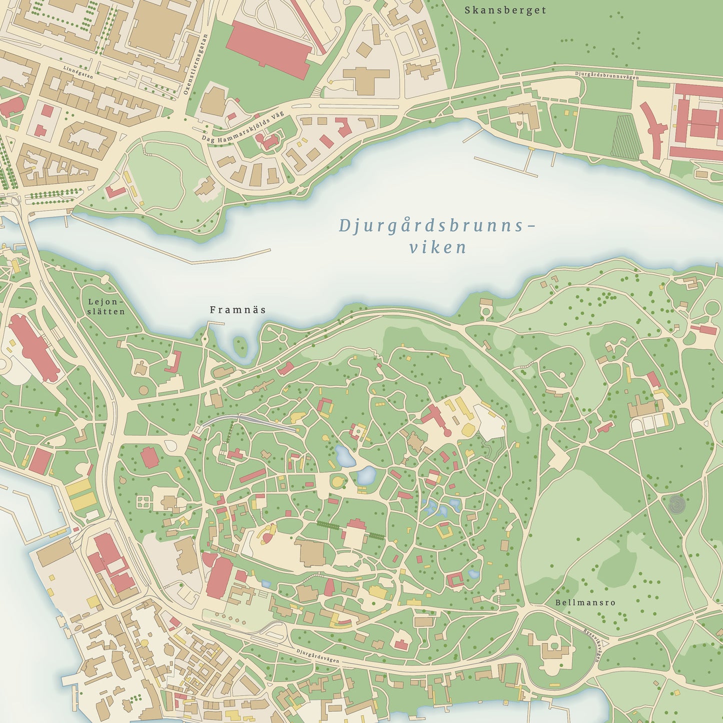 Stockholm - detailed map poster in vintage style