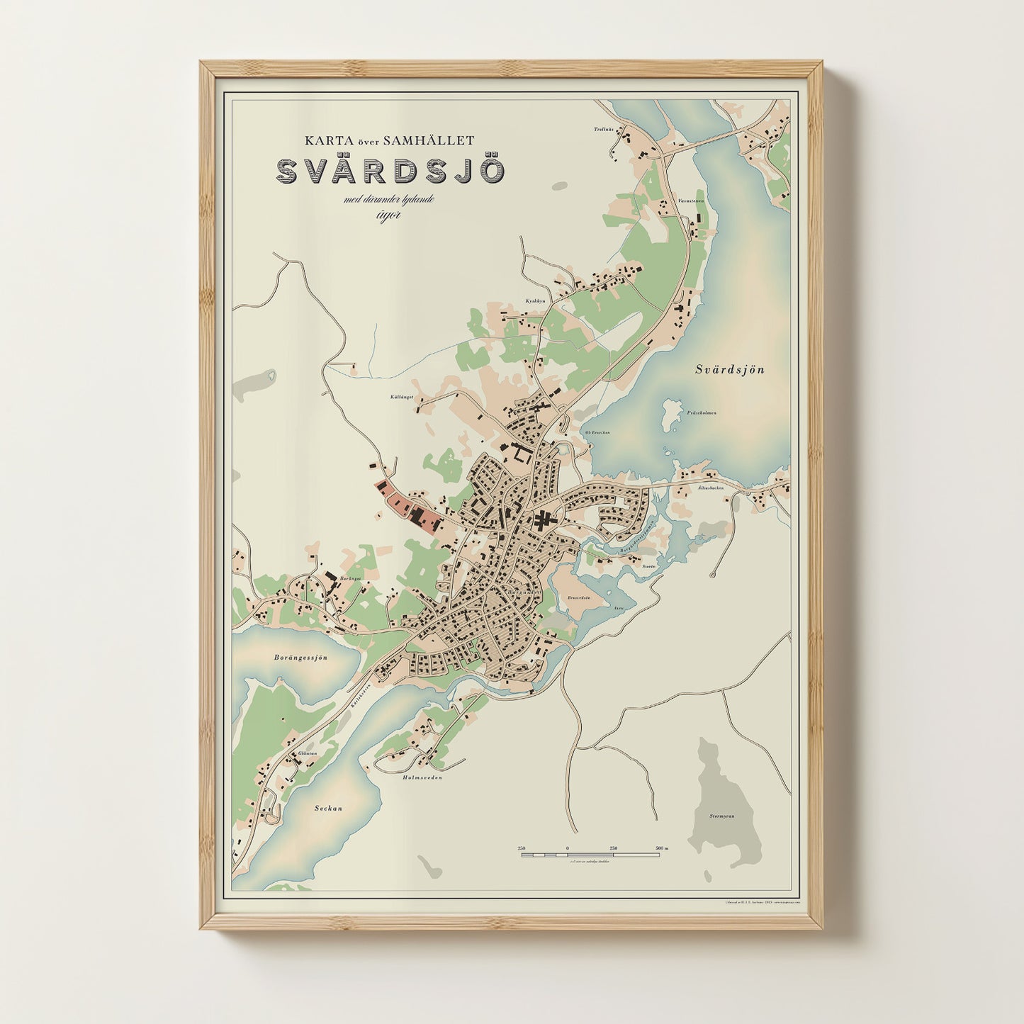 Svärdsjö - Kartposter i vintage-stil
