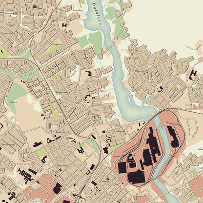 Borlänge - Vintage style map posters