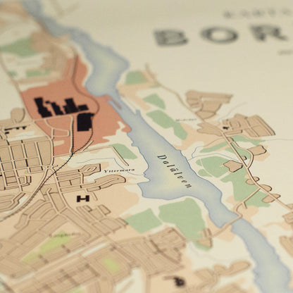 Borlänge - Vintage style map posters