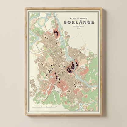 Borlänge - Vintage style map posters
