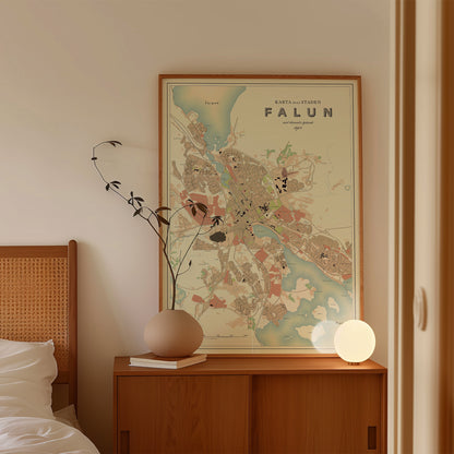 Falun - Map poster in vintage style