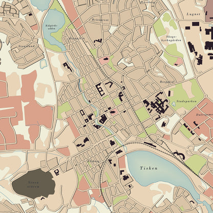 Falun - Map poster in vintage style