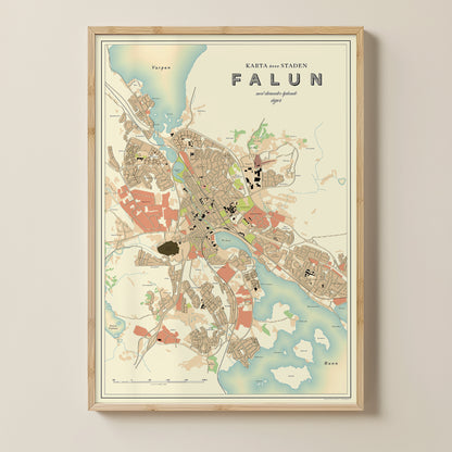 Falun - Map poster in vintage style
