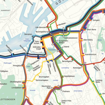 Gothenburg tram map - Poster