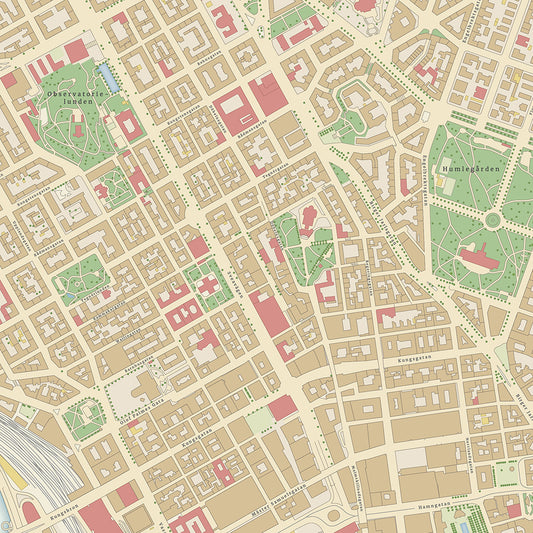 Norrmalm och Östermalm - stadsdelskarta i detalj