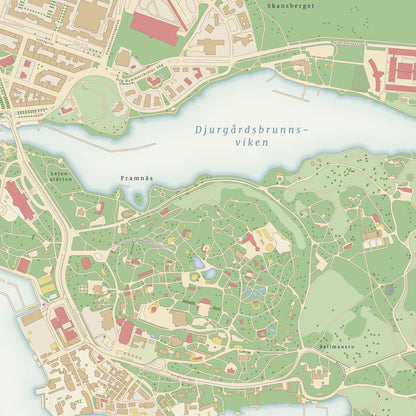 Stockholm - detailed map poster in vintage style