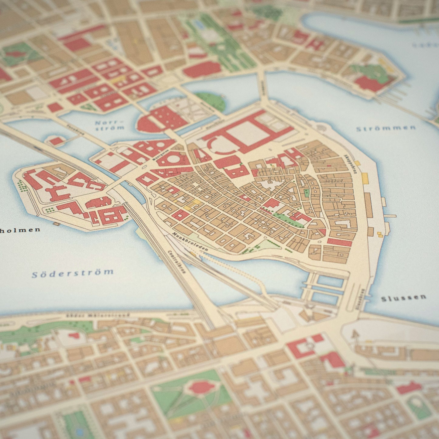 Stockholm - detaljerad kartposter i vintage-stil