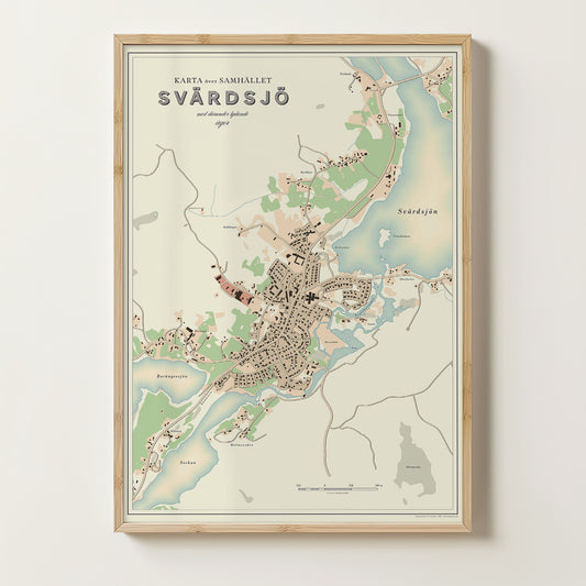 Svärdsjö - Kartposter i vintage-stil