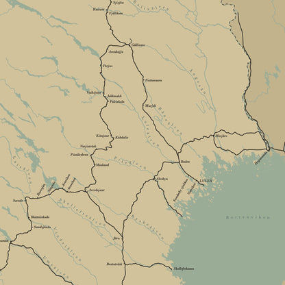Poster Railway map of Sweden (beige)