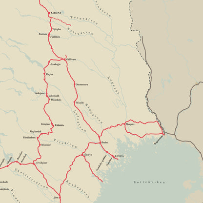 Poster Railway map of Sweden (red)