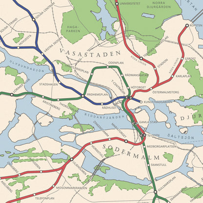 Stockholm Metro - Vintage Style Map Posters