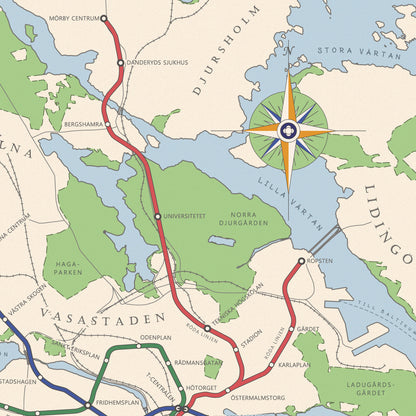 Stockholm Metro - Vintage Style Map Posters