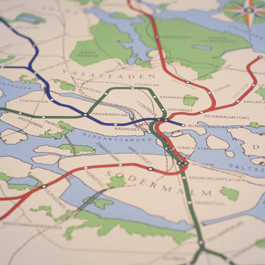 Stockholms tunnelbana - Kartposter i vintage-stil