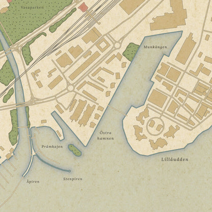 Västerås - Vintage style map posters